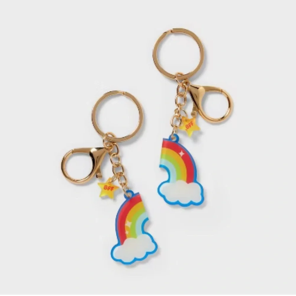 Gold Rainbow Cloud Keychain Set - Kids Accessories